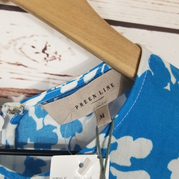 Preen Line by Thornton Bregazzi | Lana Blue Pleated Floral Dress NEW - Picture 6 of 6